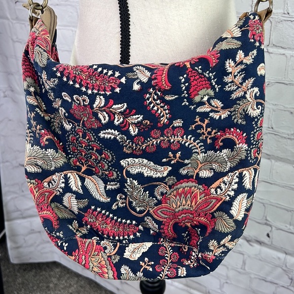 ⭐️Myra Bag crossbody messenger purse floral blue pink furl flap pocket leather - Picture 3 of 10